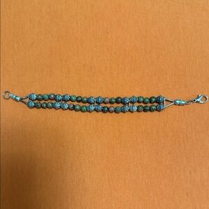 Source Unknown Dual-Strand Green Beaded Bracelet